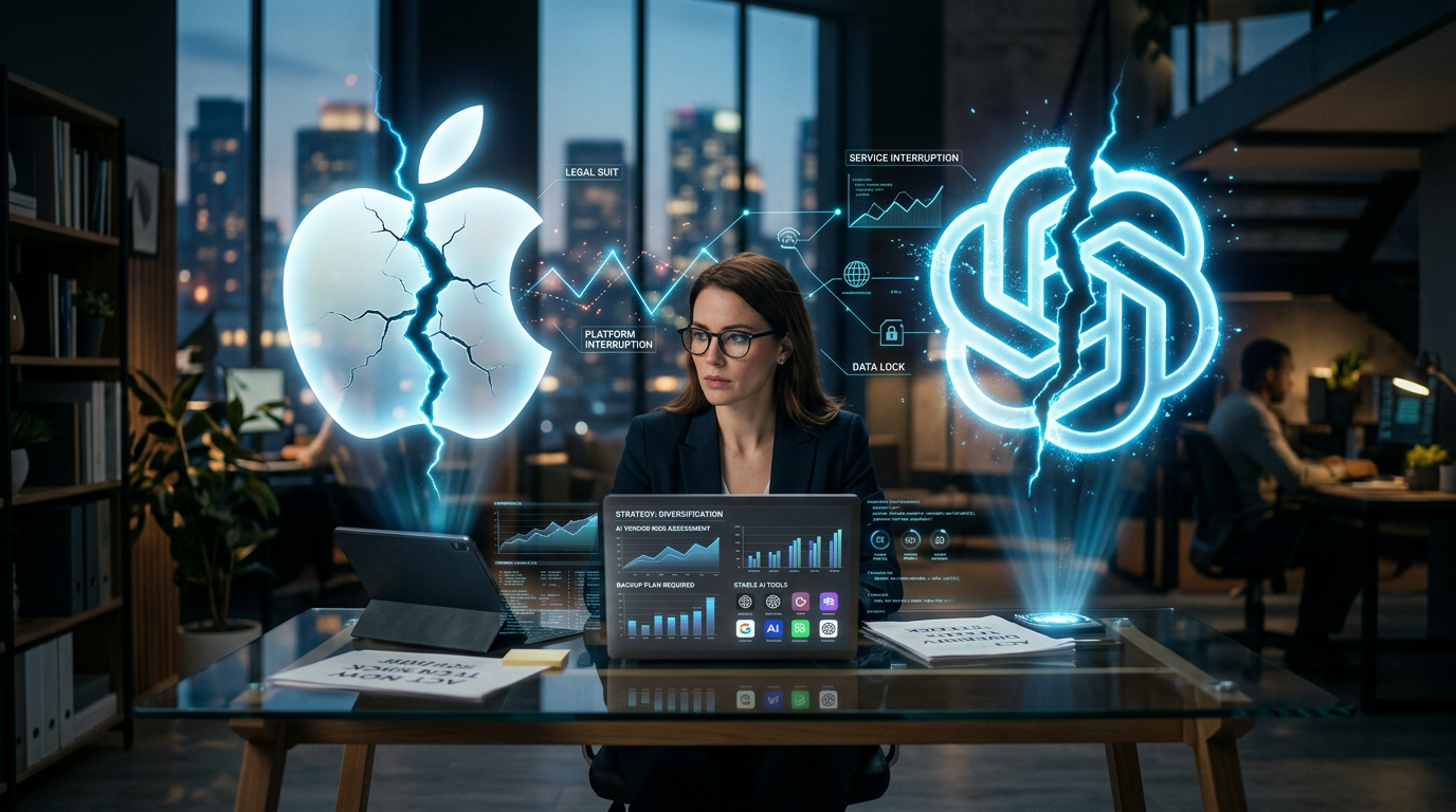 A person sitting at a desk comparing different AI software options on a computer screen.