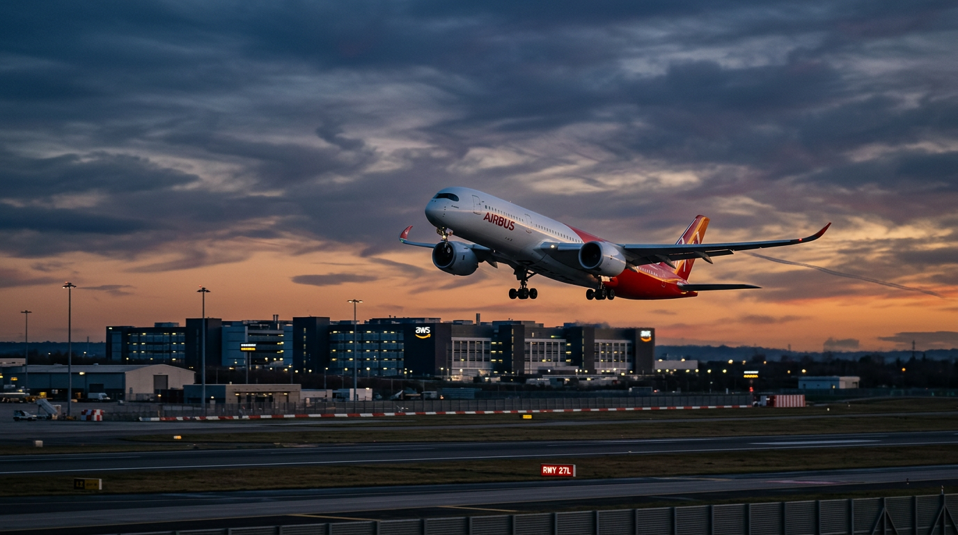A large airplane taking off representing a business moving data away from a giant cloud provider.
