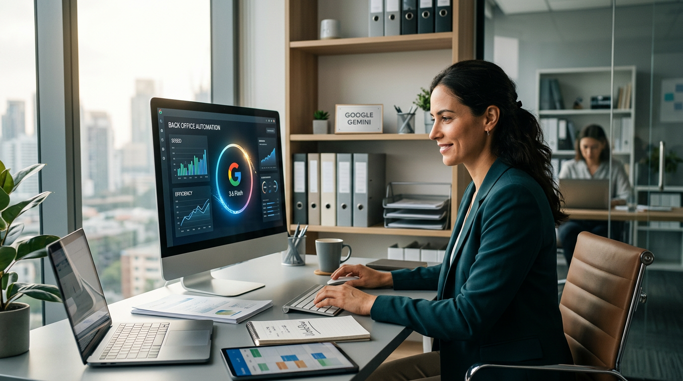 A clean office desk with a laptop and a coffee cup representing streamlined business operations.