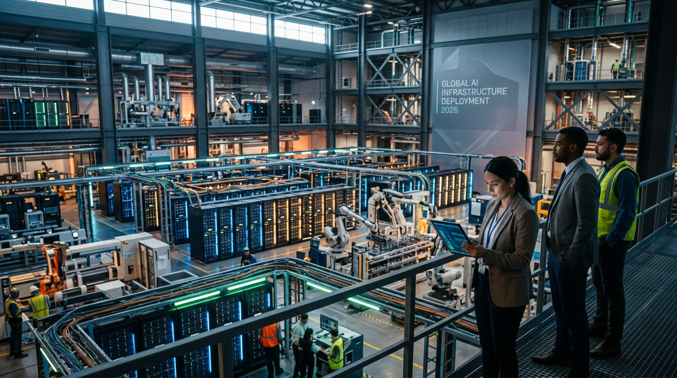A large scale data center facility representing massive AI infrastructure investment for business utility.