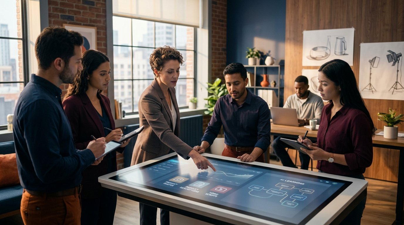 A small business owner using a laptop to create AI product images for a shopping network.