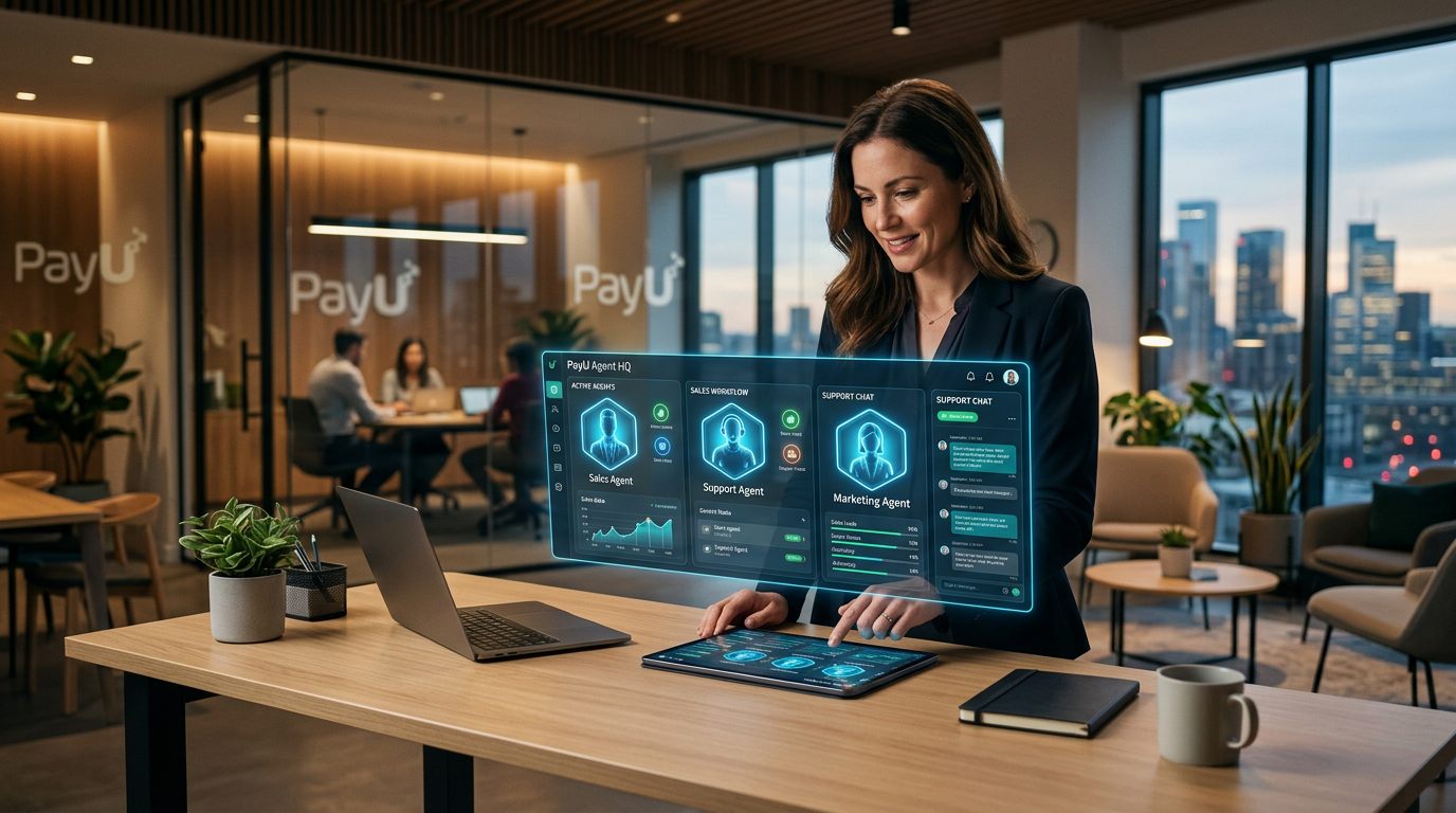 A digital marketplace dashboard showing different AI agents available for small business owners to select.